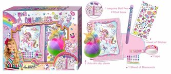 Pamiętnik na spirali z breloczkiem Jednorożec