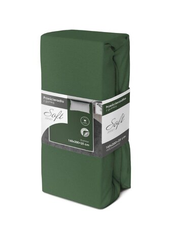 PRZEŚCIERADŁO SOFT 160X200+25 JERSEY GUMKA ZIELONY BAW.