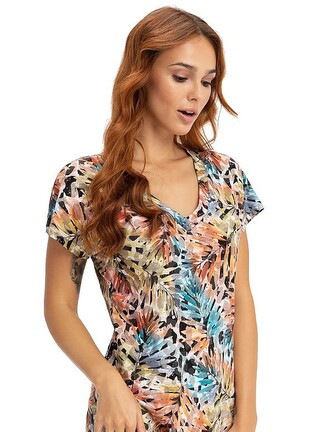 Koszula Luna 079 kr/r M-2XL L23 liście egzotyczne M