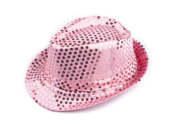 Karnevalový klobouk s flitry - 1 ks - 7 růžová sv.