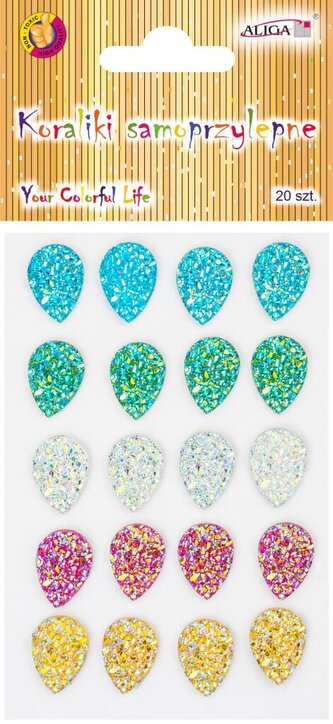 Kamínky samolepící - slzičky na blistru