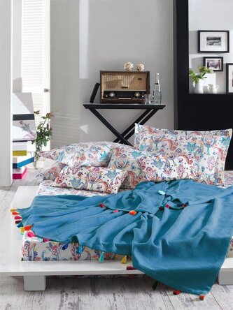 POŚCIEL KPL.STYLEUP 002 NIEBESKI 160X200+2X70X80 100% BAW.RANFORCE+ KOC 180X220 100% BAW.