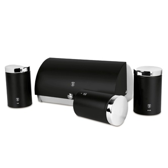BERLINGERHAUS Chlebník a sada dóz na potraviny 4 ks Matte Black Collection BH-6733