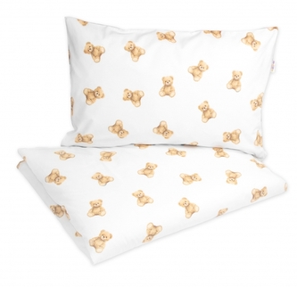 Dětské povlečení, bavlna 2D 140x200/70x90 - Míša - bílá s potiskem; 140x200/70x90cm