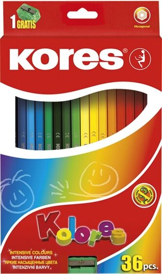 KORES HEXA pastelky KOLORES 36+2ks, ořez