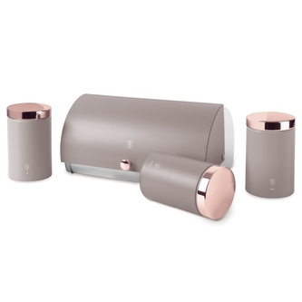 BERLINGERHAUS Chlebník a sada dóz na potraviny 4 ks Taupe Collection BH-6834