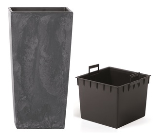 Květináč URBI SQUARE BETON EFFECT s vkladem 24 cm - barva:  antracit