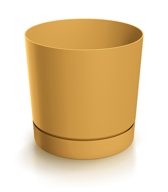 Květináč TUBO P s miskou 39 cm - barva: hořčice