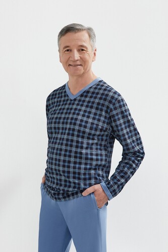 Piżama Martel 402 Roman II dł/r M-2XL granatowy-błękitny L