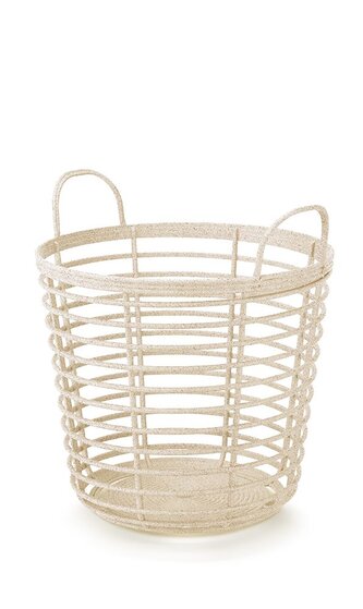 Koš s uchy ZANZI BASKET ECO WOOD 43 cm - barva: krémová ECO