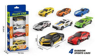 Auto závodní na zpětné natažení 4 ks 7 cm