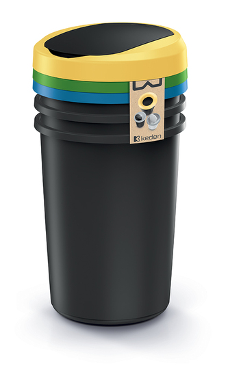 Odpadkový koš COMPACTA R FLAP SET - objem: 3x40 l, barva: recyklovaná černá