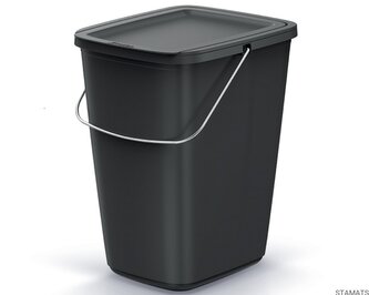 Odpadkový koš COMPACTA Q FLAP BASIC recyklovaný černý, objem 9l