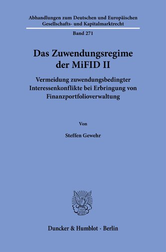 Das Zuwendungsregime der MiFID II