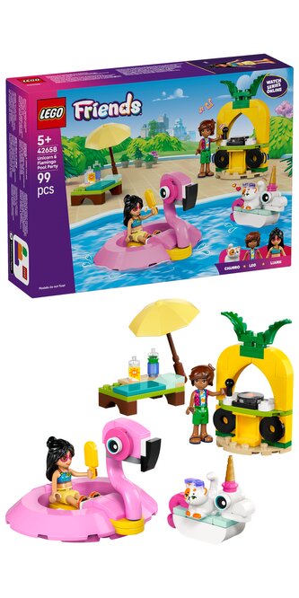 LEGO® Friends 42658 Zábava u bazénu s jednorožcem a plameňákem