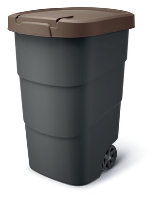 Zahradní nádoba s kolečky WHEELER - objem: 95 l, barva: antracit s hnědým víkem