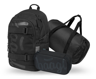 BAAGL SET 3 Skate Uni černá: batoh, penál, sportovní taška