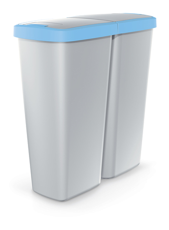 Odpadkový koš COMPACTA Q DUO - objem: 50 l, barva: popelavá se světle modrým víkem