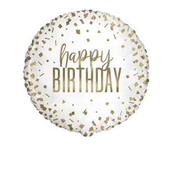 Foliový balonek Happy Birthday Gold Confetti, 45 cm