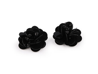 Flitrový květ s korálky Ø3,8 cm - 10 ks - 4 černá