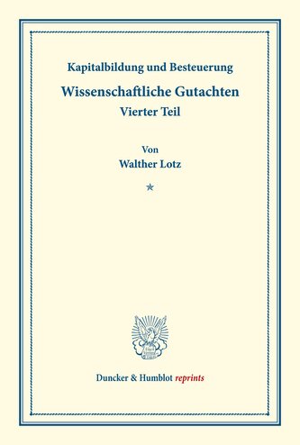 Kapitalbildung und Besteuerung.
