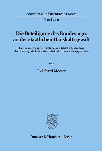 Die Beteiligung des Bundestages an der staatlichen Haushaltsgewalt.