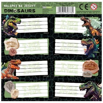 Nalepki na zeszyty Dinozaur 20 (25szt) DERFORM