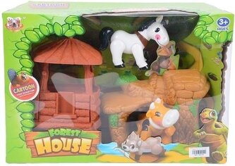 Zestaw 2 zwierząt z domkiem i drzewem