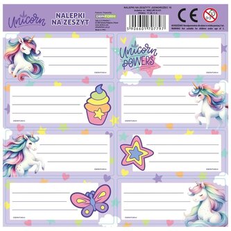 Nalepki na zeszyty Jednorożec 16 (25szt) DERFORM