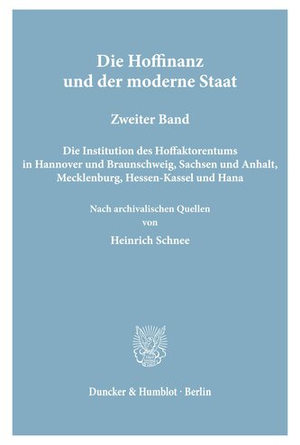 Die Hoffinanz und der moderne Staat.