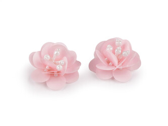 Flitrový květ s korálky Ø3,8 cm - 10 ks - 3 růžová sv.