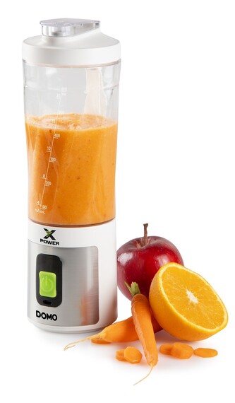 Aku smoothie mixér X-Power to go 120W - bílý - DOMO DO752BL, Příkon:120 W, Objem: 600 ml, USB dobíjení, dlouhá výdrž baterie