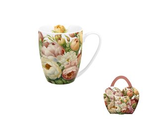 Kubek classic w koszyczku PIWONIE (sprzedaż w zestawach po 4 szt.)