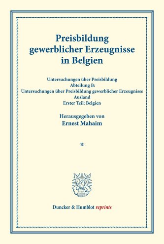 Preisbildung gewerblicher Erzeugnisse in Belgien.