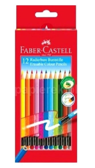 Kredki z gumką 12 kolorów FABER CASTELL