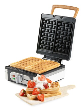 Vaflovač 4x7 s termostatem - bílý - DOMO DO9274W, 1 400 W, manuální termostat, keramický nepřilnavý povrch