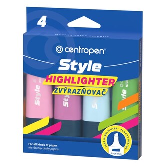 Zvýrazňovač CENTROPEN 6252 Style Soft (klínový hrot 1-4,6 mm) 4 pastelové barvy
