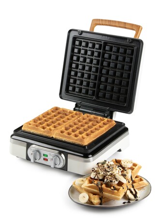 Vaflovač 4x7 s termostatem a časovačem - bílý - DOMO DO9280W, 1 520 W, manuální termostat, časovač, keramický nepřilnavý povrch