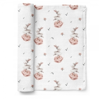 Luxusní osuška, plenka 110x110cm, bambusová, Králíčci