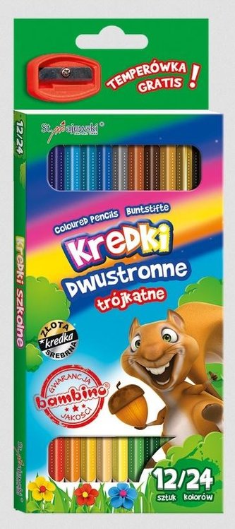 Kredki trójkątne dwustronne 12 /24 kolory BAMBINO