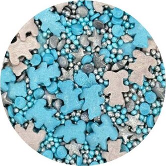 Cukrové zdobení modro-stříbrní medvídci 1kg - I LOVE CAKES