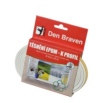 Těsnicí profily z EPDM pryže D, 9 mm × 6 mm, délka 100 m 100 m bílá