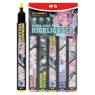 Zvýrazňovač Black Cube fluorescenční M&G Pink Fantasy (sada 5 barev)