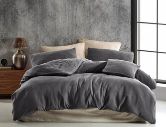 Francouzské mušelínové povlečení 220x200, 70x90cm tmavě šedé