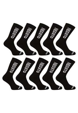 10PACK ponožky Nedeto vysoké černé (10NDTP001-brand) L
