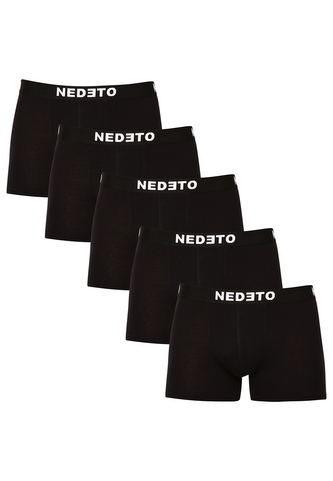 5PACK pánské boxerky Nedeto černé (5NDTB001-brand) 4XL