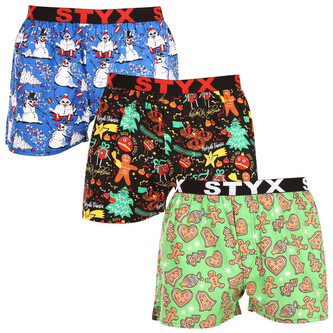 3PACK pánské trenky Styx art sportovní guma vícebarevné (3B17134) M