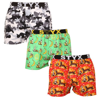 3PACK pánské trenky Styx art sportovní guma vícebarevné (3B13497) M