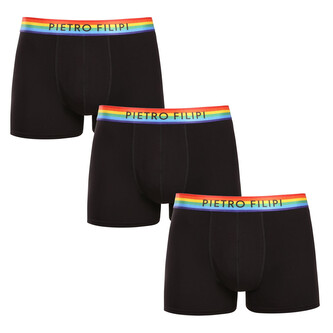3PACK pánské boxerky Pietro Filipi černé rainbow (3PBG1) S