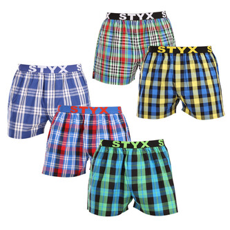 5PACK pánské trenky Styx sportovní guma vícebarevné (5B103640) XXL